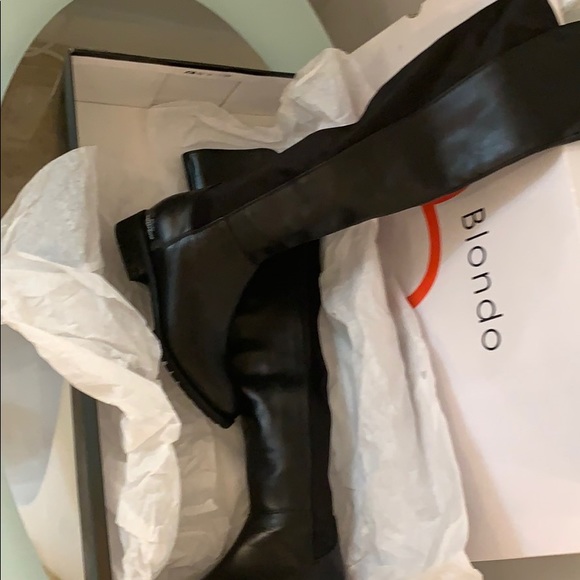 NEW Knee High Black Leather Boots - Picture 1 of 4